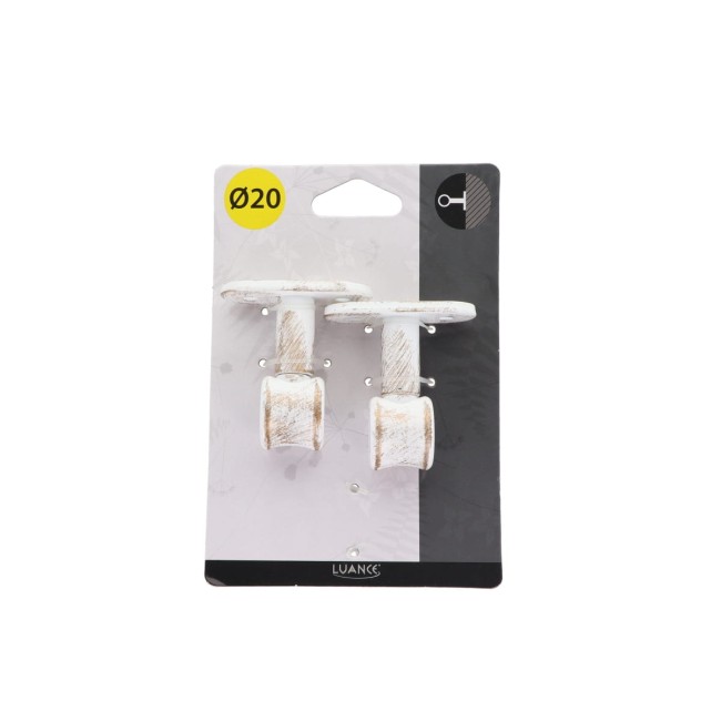 Lot de 2 supports pour tringle à rideaux blanc et or