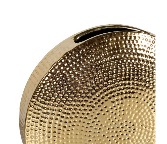 Vase rond céramique doré Martelle – décoration intérieure élégante