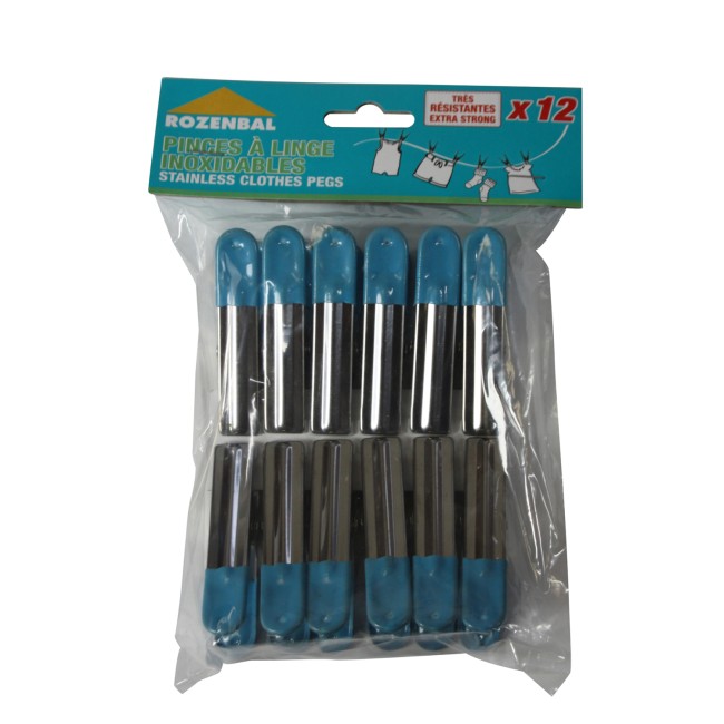 12 pinces à linge inox bi-matière Rozenbal résistantes