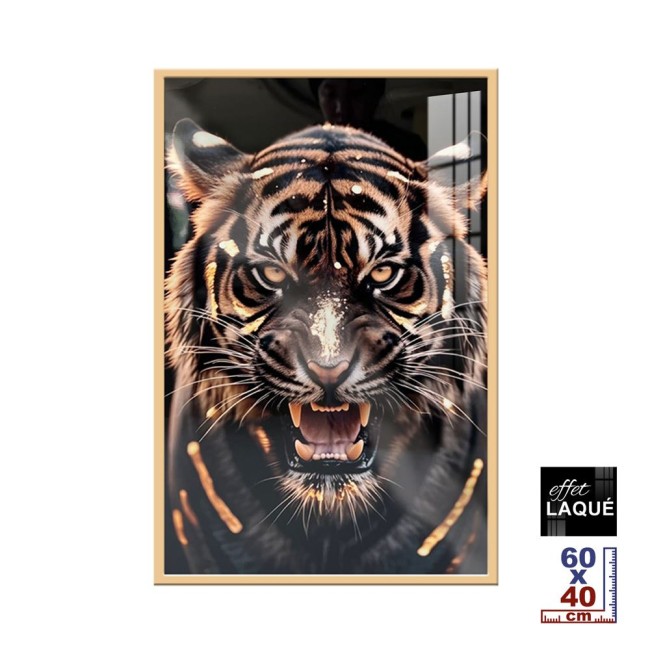 toile effet laqué tigre rugissant 40 x 60 cm toile effet laqué tigre rugissant 40 x 60 cm