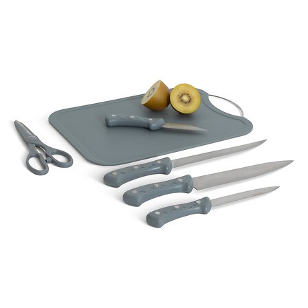 Set planche à découper PP avec 4 couteaux et ciseaux – ustensiles préparation