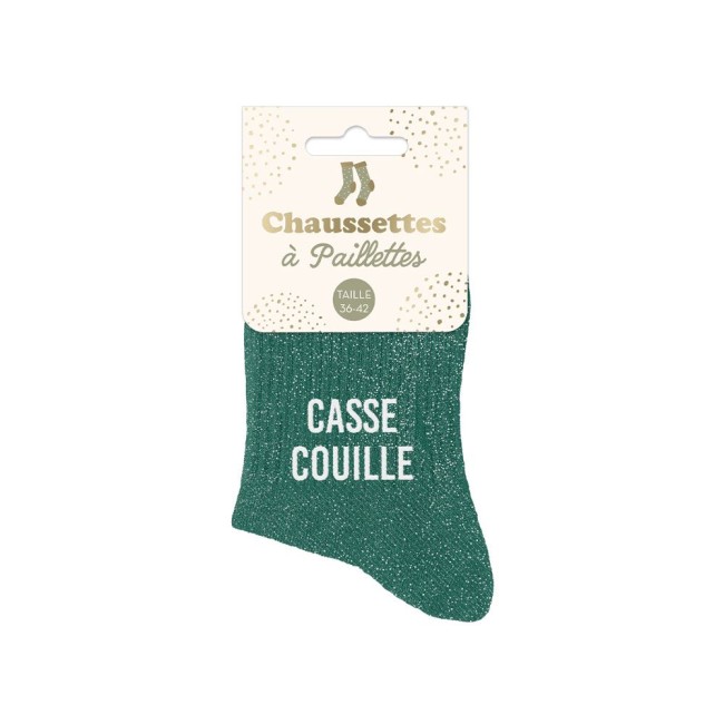 Chaussettes paillettes taille 39‑42 avec message humoristique – mode fun casse couille