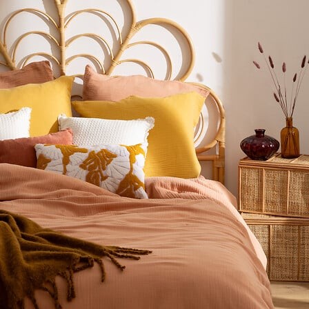 Tête de lit Aoni rotin 160 × 140 cm – décoration chambre bohème Tête de lit Aoni rotin naturel 160 x 140 cm style bohème