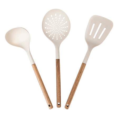 Lot de 3 ustensiles de cuisine acacia et PBT ergonomiques Lot de 3 ustensiles de cuisine acacia et PBT ergonomiques