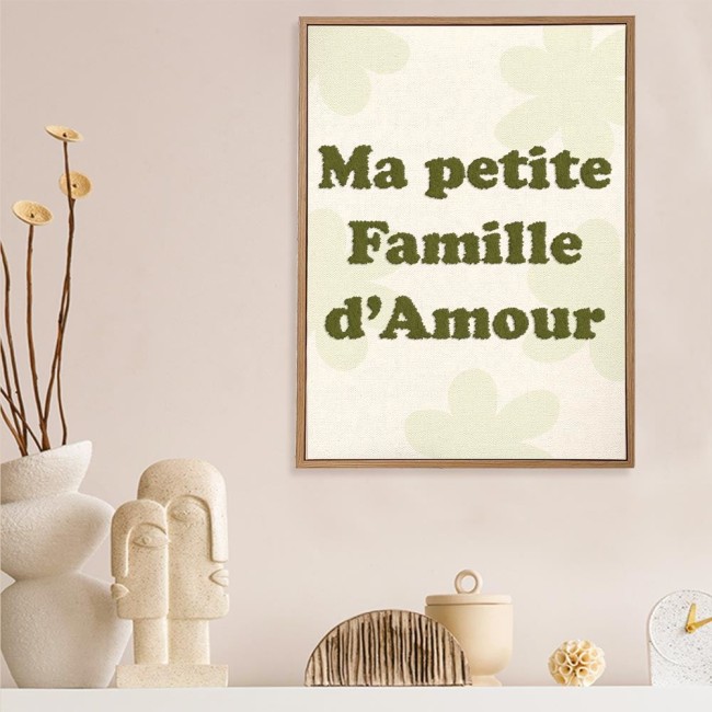 toile tuftée Ma petite famille d'amour 30x40 cm beige toile tuftée Ma petite famille d'amour 30x40 cm beige