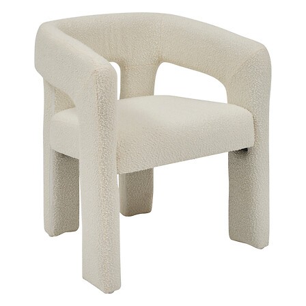 Fauteuil bouclette blanc Amos avec dossier enveloppant confortable