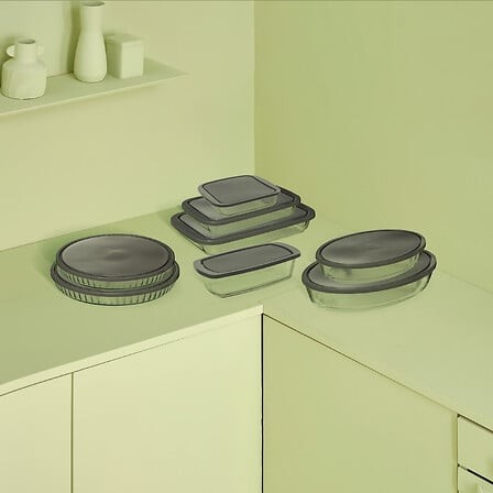 Plat Carré 22 × 22 cm Verre avec Couvercle | Irisia Maison