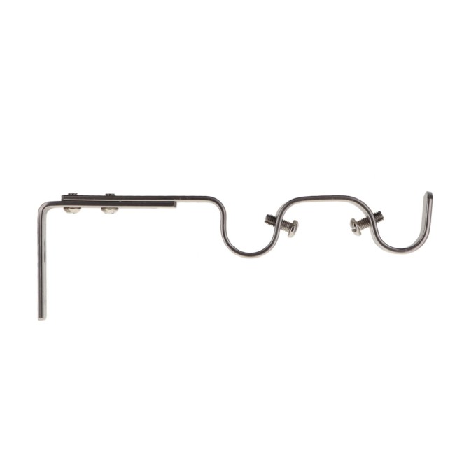 Lot de 2 supports doubles pour tringle à rideaux argent mat