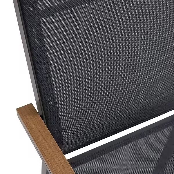 Chaise de jardin aluminium textilène gris avec accoudoirs Jakarta