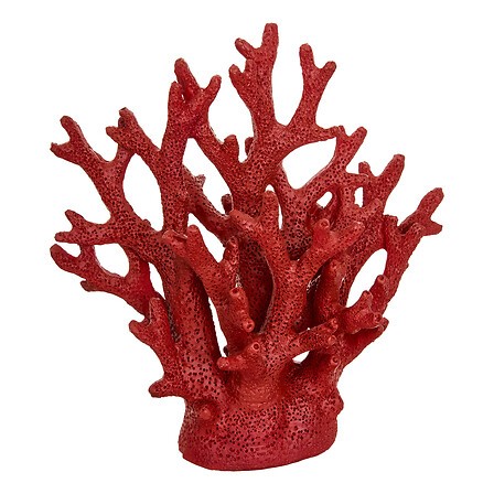 Corail déco résine blanc et rouge H17 cm lot de 2 pièces