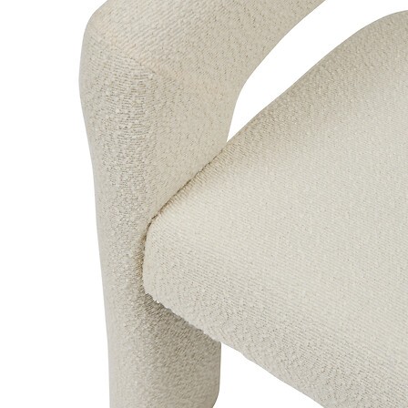 Détail tissu bouclette blanc du fauteuil Amos