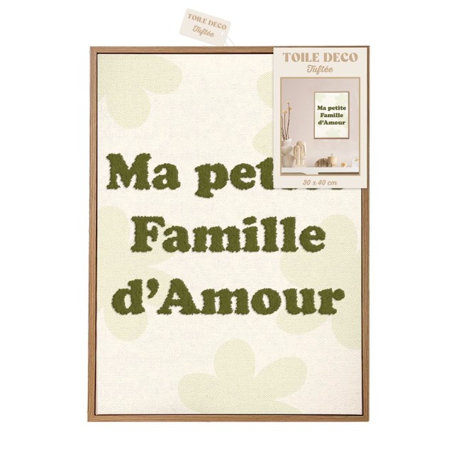 toile tuftée Ma petite famille d'amour 30x40 cm beige toile tuftée Ma petite famille d'amour 30x40 cm beige