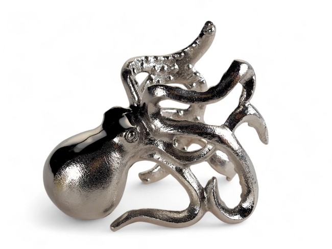 Porte-bouteille Octopus argenté 20 cm | Irisia Maison