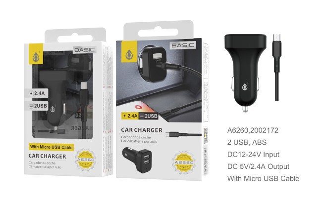 Chargeur voiture allume-cigare Micro USB 2,4 A | Irisia