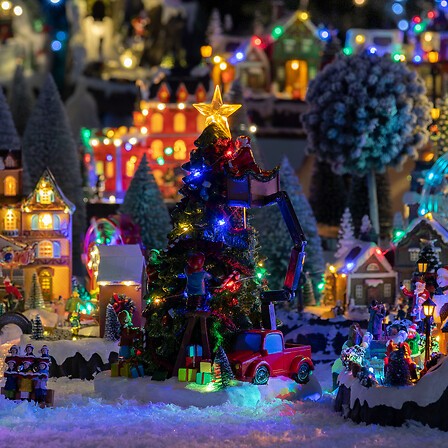 Village de Noël Père Noël nacelle 23 LED 39 cm | Irisia Maison