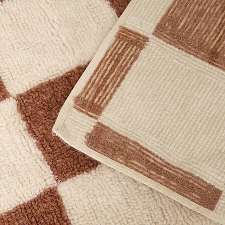 tapis en laine damier marron 160x230 cm Homy