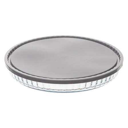 Plat à tarte en verre Ø 27 cm avec couvercle – cuisson & service Plat à tarte en verre diamètre 27 cm avec couvercle – plat pâtisserie