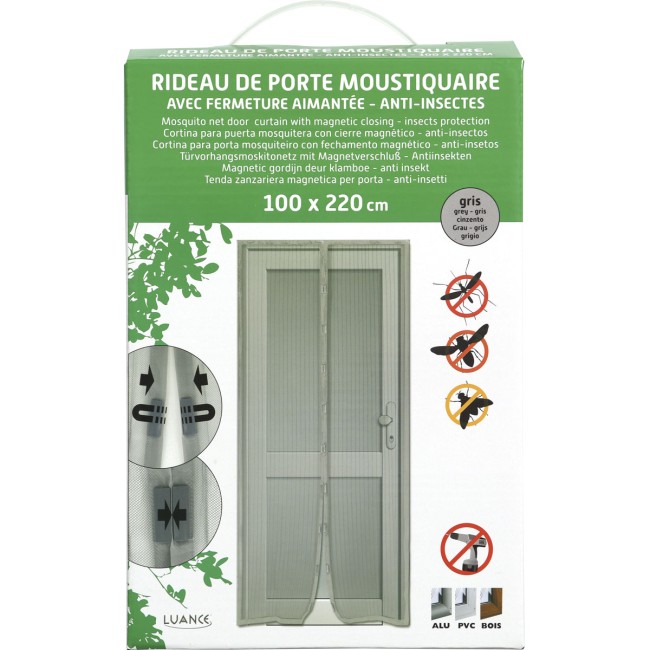 Rideau moustiquaire aimanté 100x220 cm gris – anti insectes porte rideau moustiquaire aimante 100x220 cm gris anti insectes porte terrasse