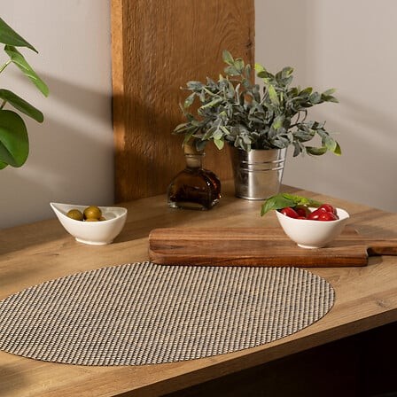 set de table ovale noir et blanc 48 x 35 cm