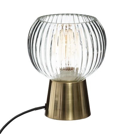 Lampe à poser Laye doré H 20 cm – verre strié & socle métal