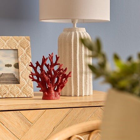 Corail déco résine blanc et rouge H17 cm lot de 2 pièces