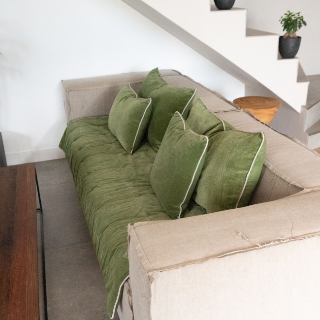 Coussin Jaipur pesto 45 × 45 ou 40 × 60 cm | Irisia Maison