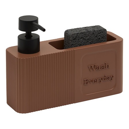 Distributeur de savon Terra 250 ml brun avec éponge | Irisia Maison