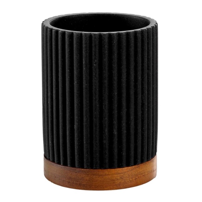 Gobelet porte-brosse à dents noir Niagara 10,8 cm | Irisia Maison