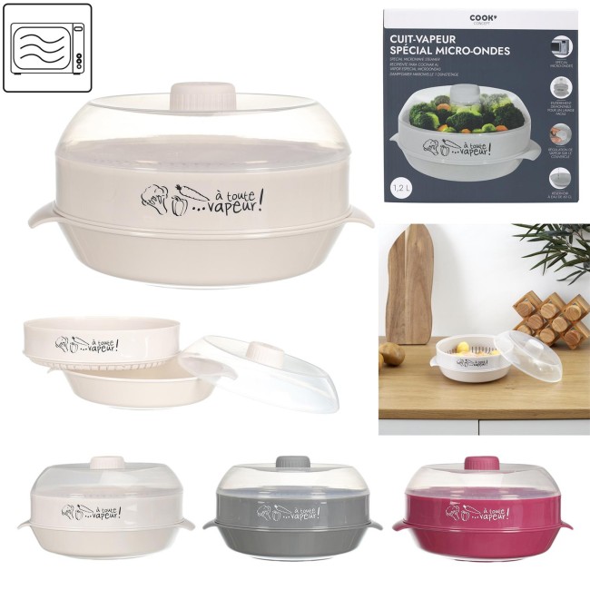 cuit vapeur micro ondes 1 2 l avec etage cuisson vapeur