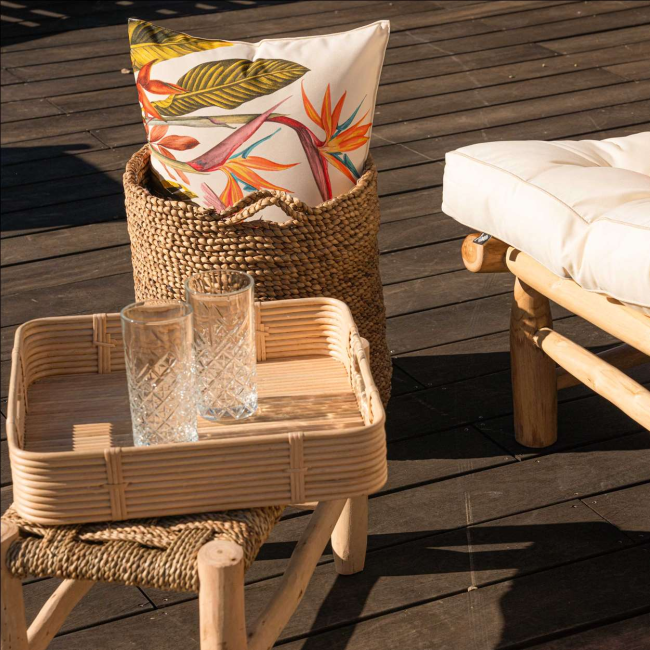 Coussin extérieur oiseau du paradis Sud Étoffe – coussin exotique anti-UV Coussin extérieur oiseau du paradis Sud Étoffe – coussin exotique anti-UV