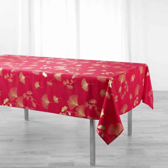 Nappe de Noël rouge et or 150 × 240 cm | Irisia Maison  Balise ALT
