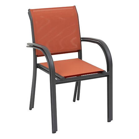 Fauteuil repas empilable Piazza aluminium ambre  graphite jardin