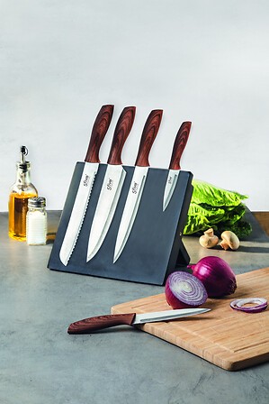 Bloc 5 couteaux support aimanté – set cuisine design et pratique bloc couteaux aimante 5 pieces support magnetique cuisine moderne