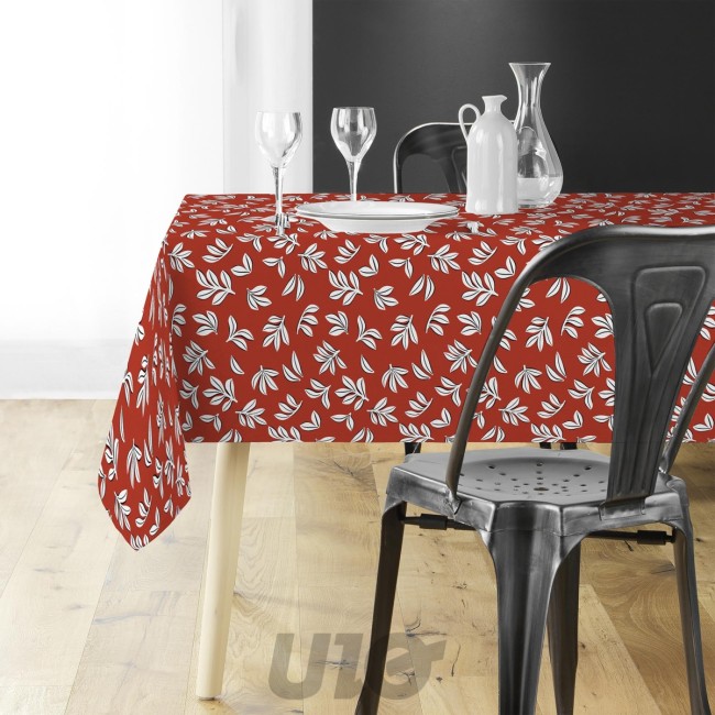 Nappe Mindy 140 × 240 cm en microfibre imprimée terracotta.