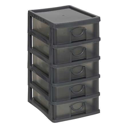 Rangement 5 tiroirs compact – organiseur pratique maison Rangement 5 tiroirs plastique compact 12,6x15,5x25,5 cm