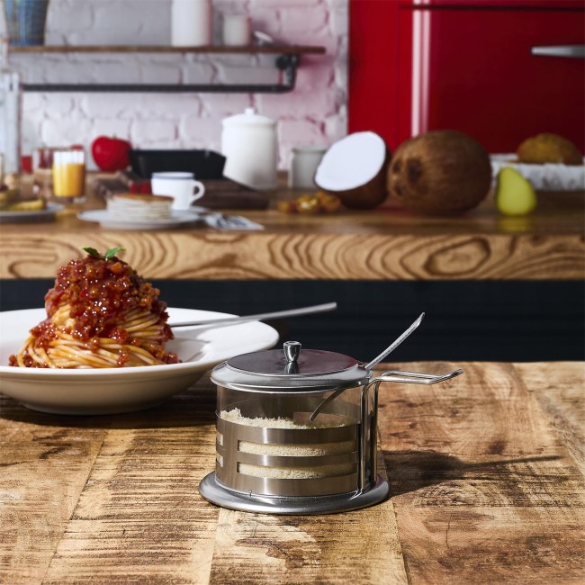 Distributeur de parmesan 20 cl inox et verre | Irisia Maison