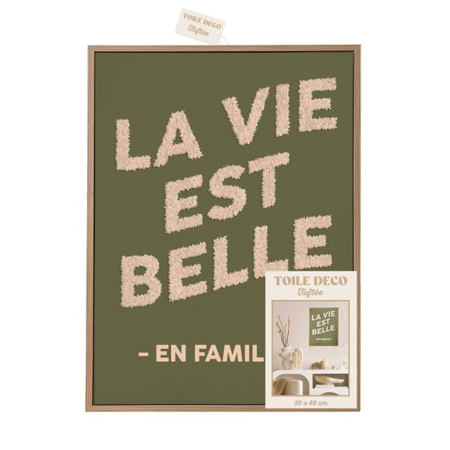 Toile Tuftée La Vie est Belle en Famille | Irisia Maison