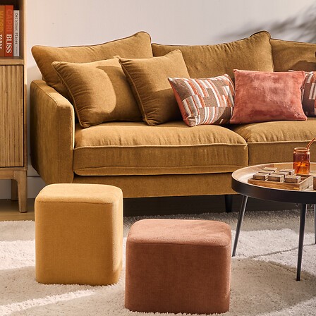 pouf 2 en 1 Doki ambre et ocre modulable