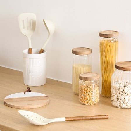 Lot de 3 ustensiles de cuisine acacia et PBT ergonomiques Lot de 3 ustensiles de cuisine acacia et PBT ergonomiques