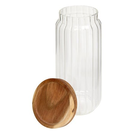 Bocal en verre 1 L avec couvercle en acacia | Irisia Maison Bocal en verre 1 L avec couvercle en acacia | Irisia Maison