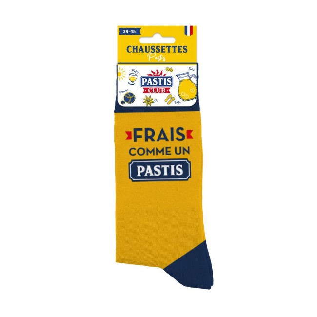 Chaussettes humoristiques Frais comme un Pastis jaunes