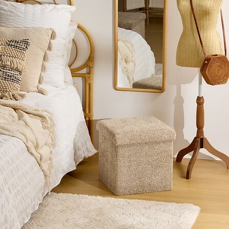 pouf pliant Soana taupe 38 cm assise d'appoint