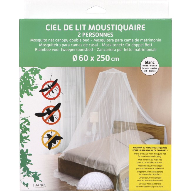 Ciel de lit moustiquaire 2 personnes Ø60 cm H 2,50 m blanc – déco chambre ciel de lit moustiquaire 2 personnes 60cm 2,50m blanc protection moustiques chambre