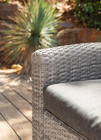 Salon de jardin Polynesia havane 4 places résine tressée aluminium