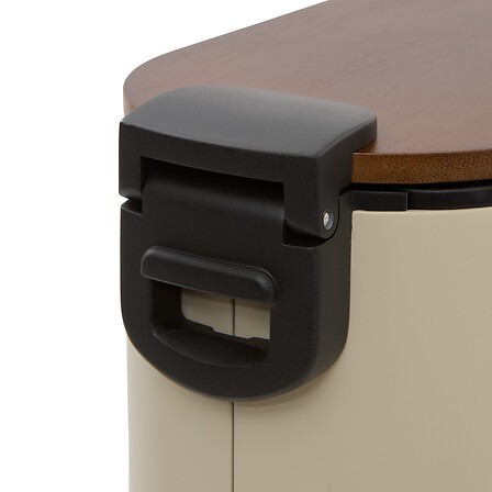 Poubelle 5 L bambou métal beige à pédale