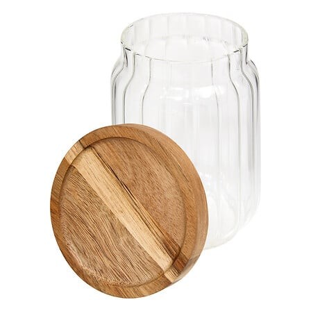 Bocal en verre 500 ml avec couvercle en acacia | Irisia Maison