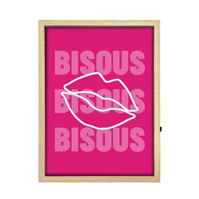 toile néon Bisous Bisous Bisous 30x40 cm décoration murale toile néon Bisous Bisous Bisous 30x40 cm décoration murale