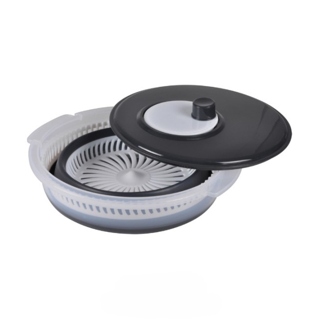Essoreuse à salade rétractable plastique blanc anthracite | Irisia Maison
