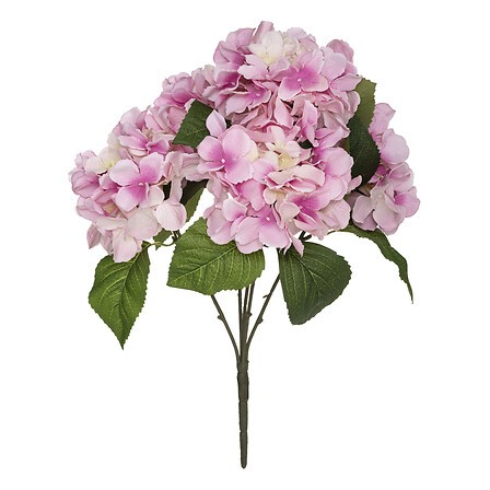 Bouquet d’hortensias artificiels H 42 cm – fleurs décoratives en rose, bleu ou blanc