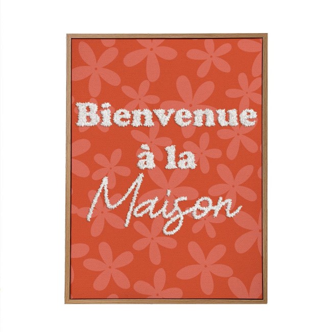 toile tuftée Bienvenue à la maison 30x40 cm orange toile tuftée Bienvenue à la maison 30x40 cm orange